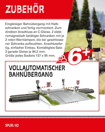 Märklin start up - Vollautomatischer Modelleisenbahn Bahnübergang Spur H0, 74924