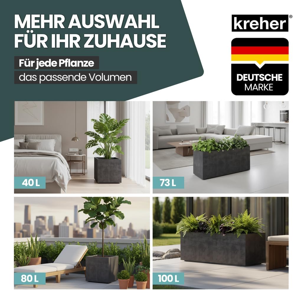 Kreher XL Pflanzkasten Millennium in verschiedenen Formaten und Farben. Tolle Naturstein Optik in Br