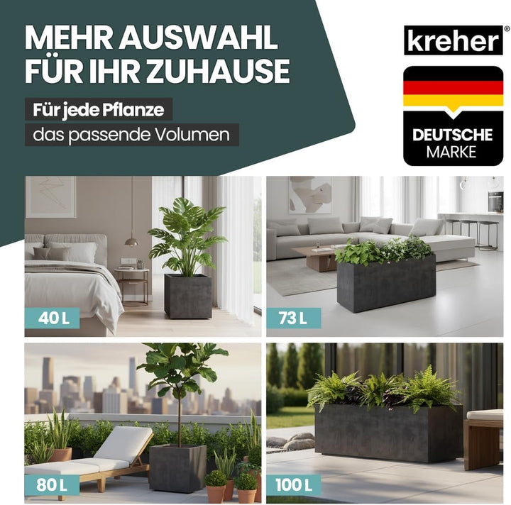 Kreher XL Pflanzkasten Millennium in verschiedenen Formaten und Farben. Tolle Naturstein Optik in Br