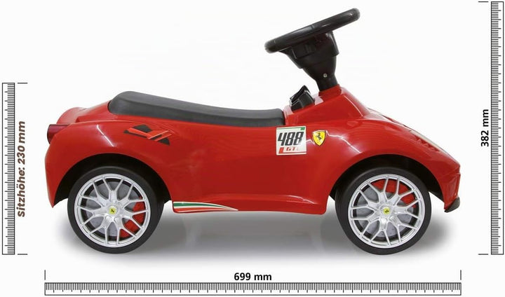 JAMARA 460604 - Rutscher Ferrari 488 GTE - Hupe am Lenkrad, originalgetreue Optik, Kippschutz, Kunst