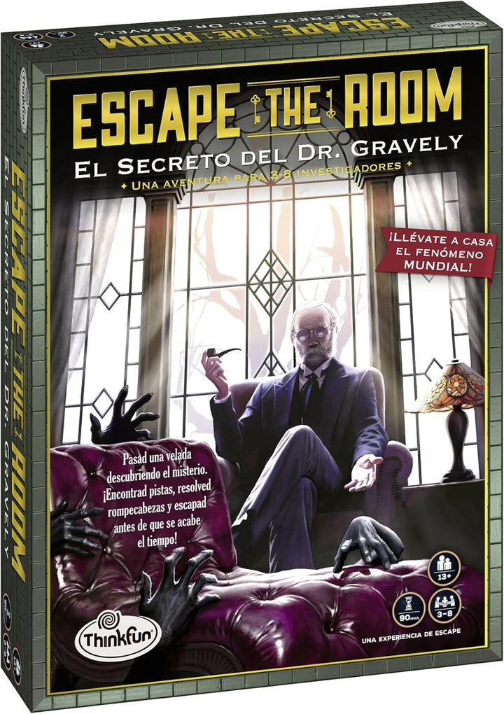 ThinkFun 76311, Escape The Room: Dr. Gravely, Brettspiel, spanische Version, 3-8 Spieler, empfohlene