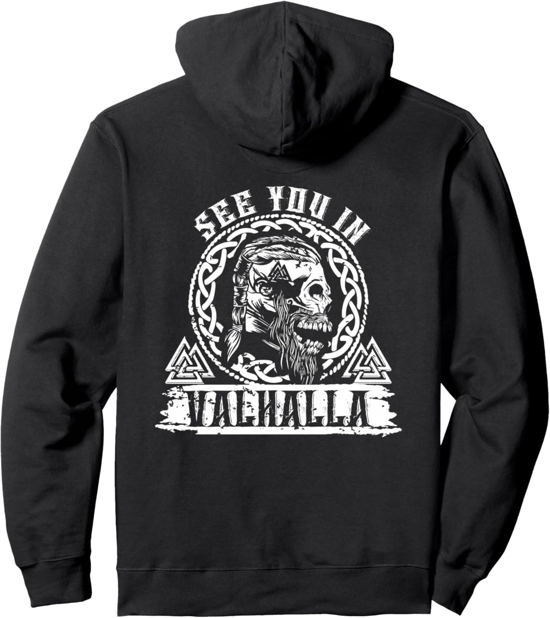 See You in Valhalla Wir sehen uns in Walhalla Wolf of Odin Pullover Hoodie