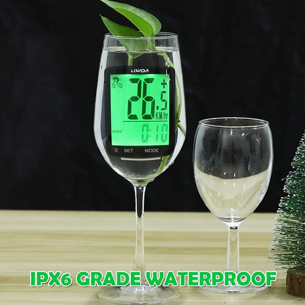 Lixada Fahrradcomputer Drahtloser multifunktionaler LCD-Bildschirm Fahrrad Regendichter Tachometer K