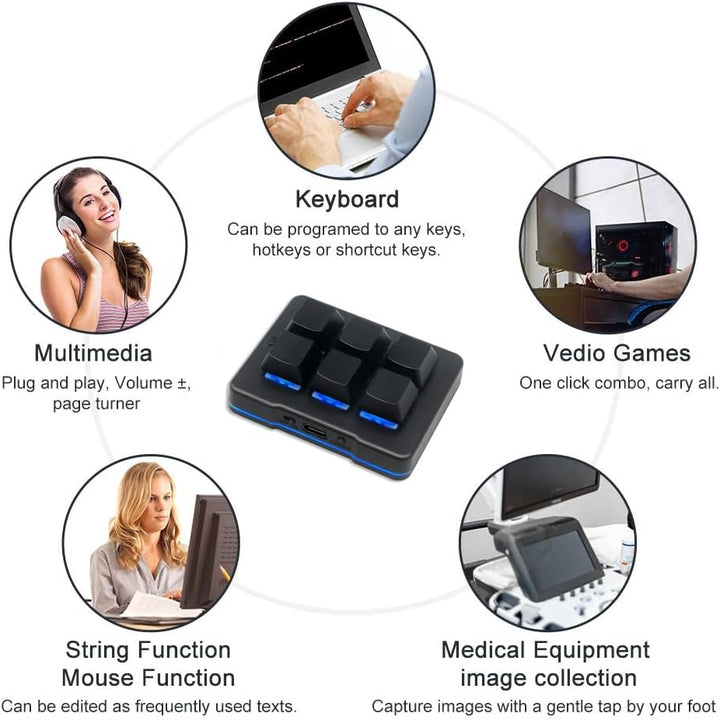 6 Tasten Mini Keypad Wireless USB Mechanische Gaming Makro Tastatur Customized Programmierbare OSU T