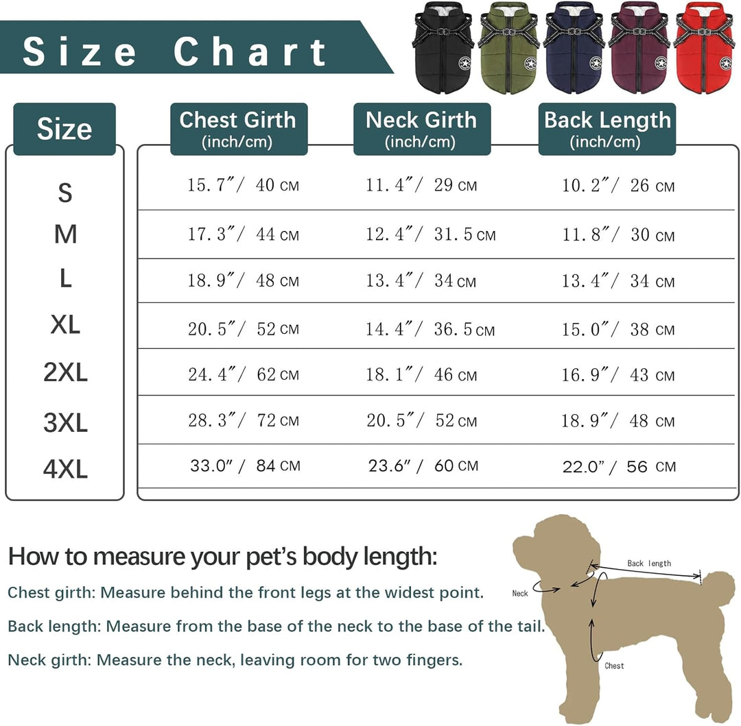 Aiboria Hundejacken für den Hundemantel Winter Winddicht Wasserdicht Skifahren Hundeweste Fleece War