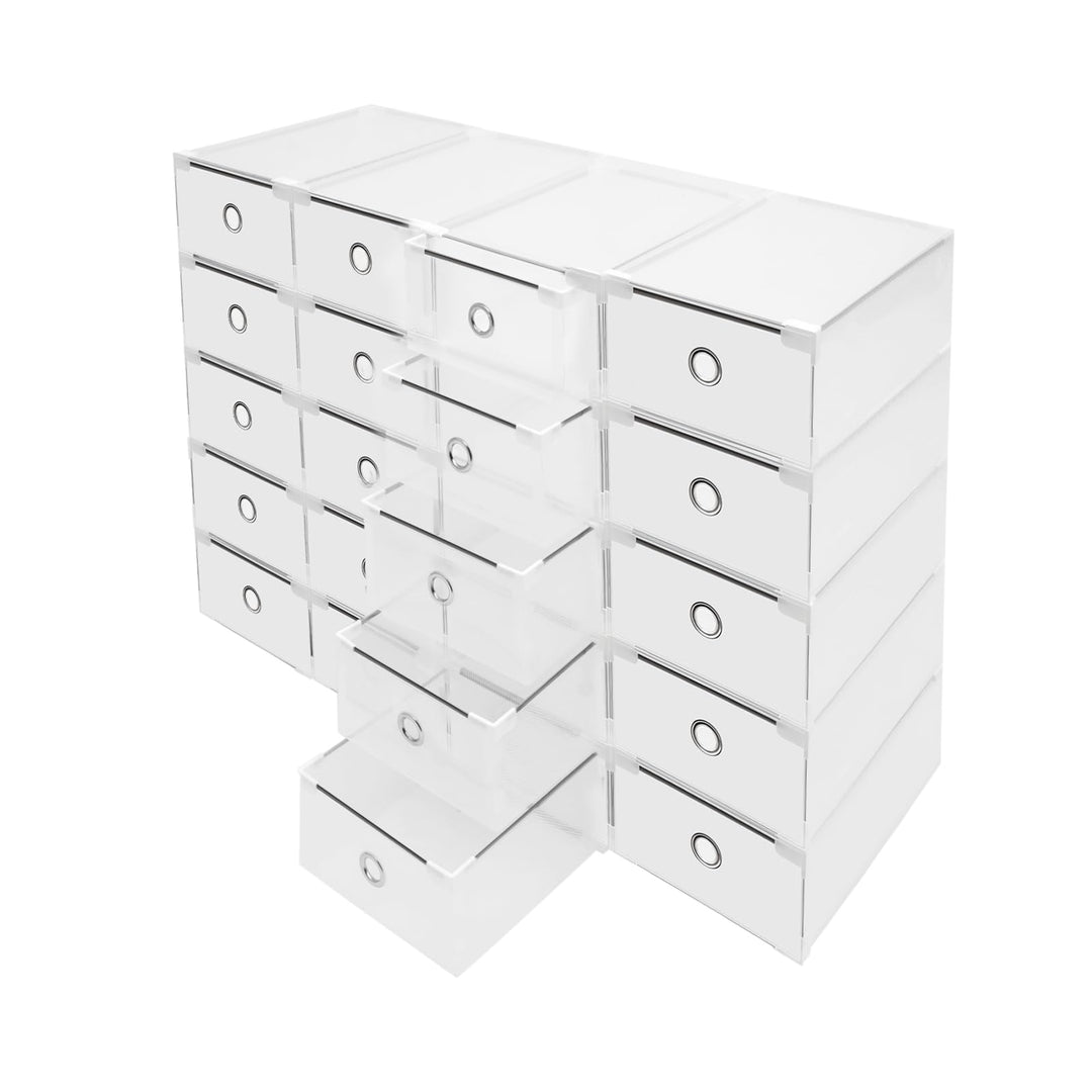 20 Stück Schuhkartons, Schuhaufbewahrungsboxen, Stapelbarer Schuh-Organizer, Schubladendesign Faltba