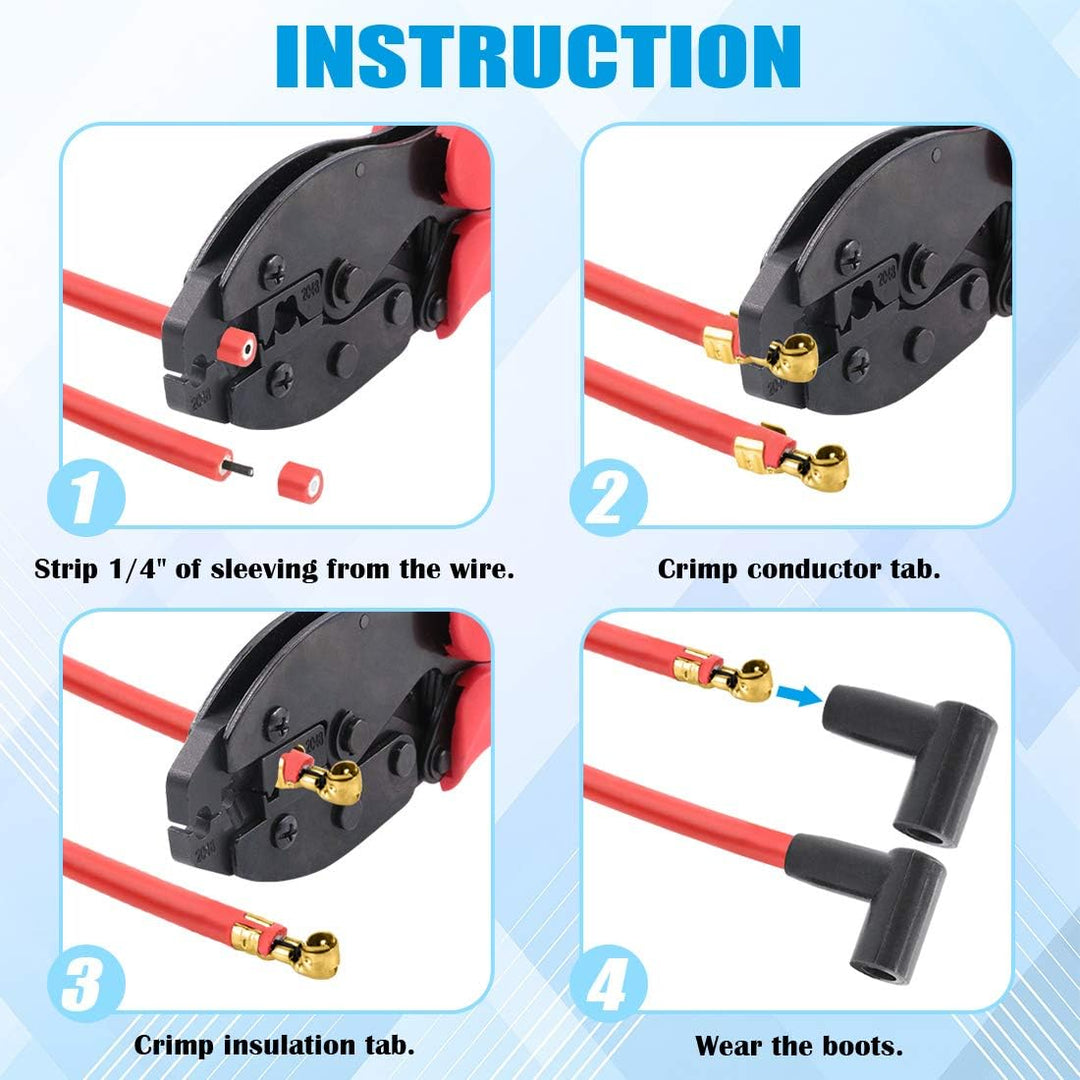Glarks 25Pcs Ratchet Spark Plug Wire Crimper and 180 Degree/90 Degree/Straight Spark Plug Coil Termi