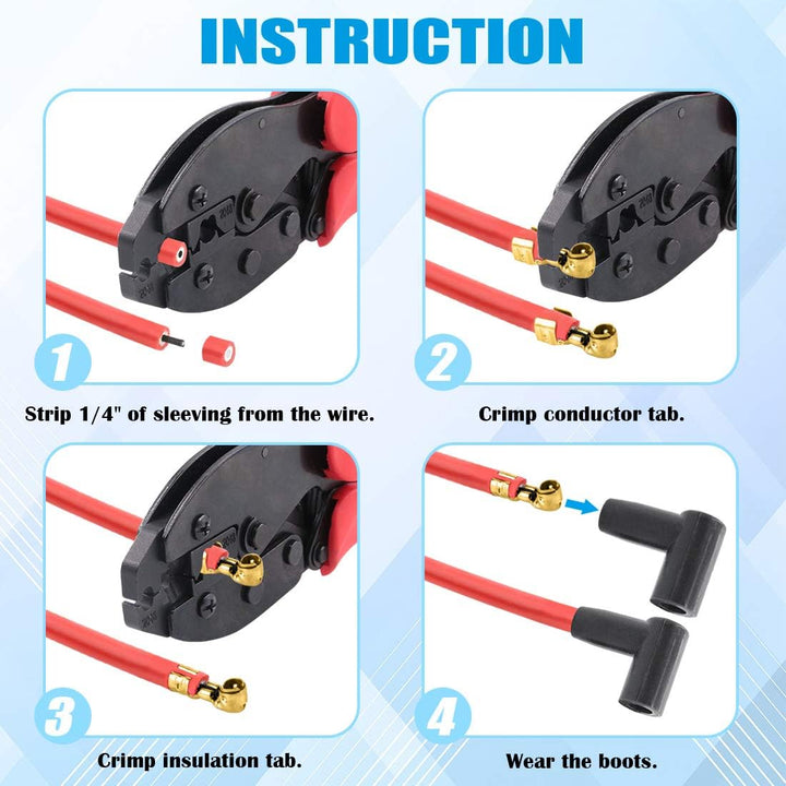 Glarks 25Pcs Ratchet Spark Plug Wire Crimper and 180 Degree/90 Degree/Straight Spark Plug Coil Termi