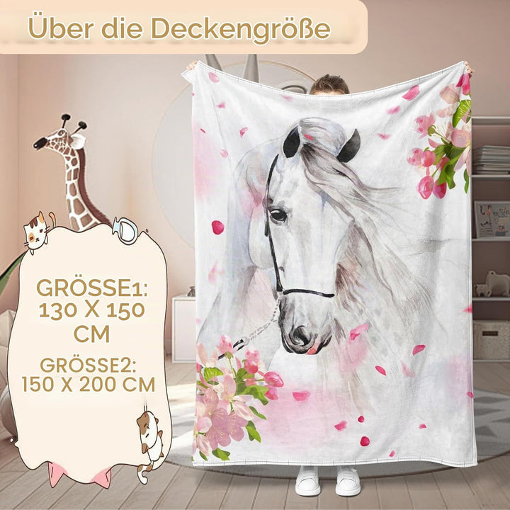 Pferd Kuscheldecke Flanell Decke,Kinderdecke 3D Pferd Flauschige Plüsch Decke,Wohndecke Fleecedecke