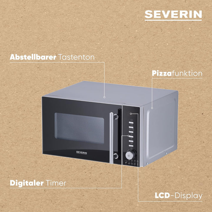 SEVERIN 3-in-1 Mikrowelle mit Grill und Heissluftfunktion, Minibackofen mit 10 Leistungsstufen, mult