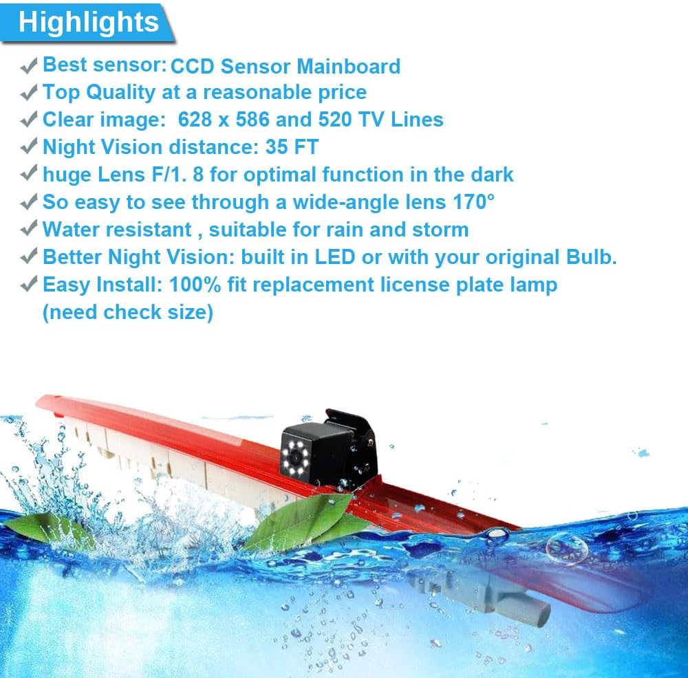 【Neues Modell mit 8 Lichtern】Auto Dritte Dach Top Mount Bremsleuchte Kamera HD Nachtsicht Bremslicht