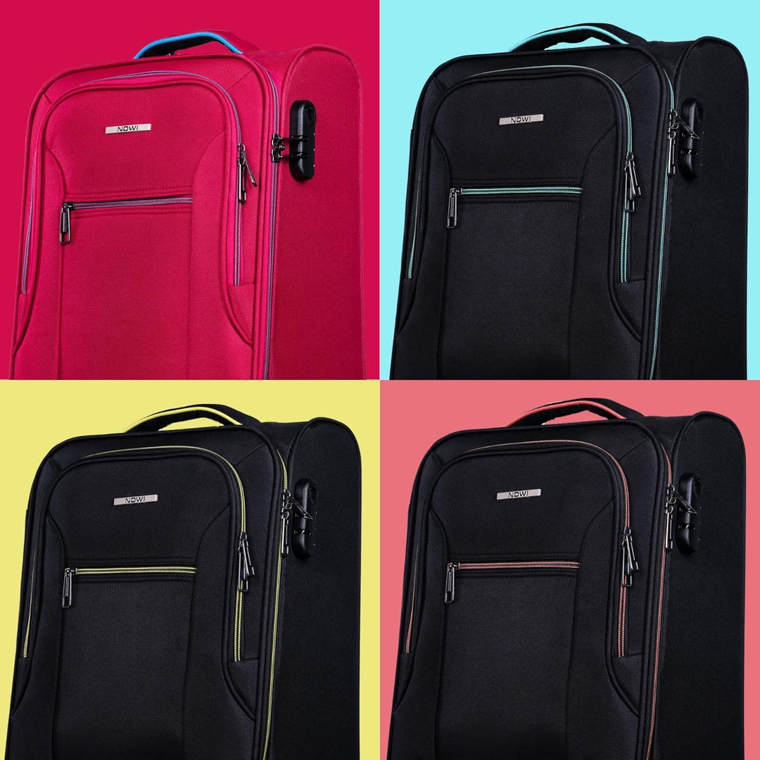 NOWI Sevilla Kofferset 3-teilig – Weichschalen Trolley Set (30L, 50L, 76L) mit 4 Rollen & Zahlenschl