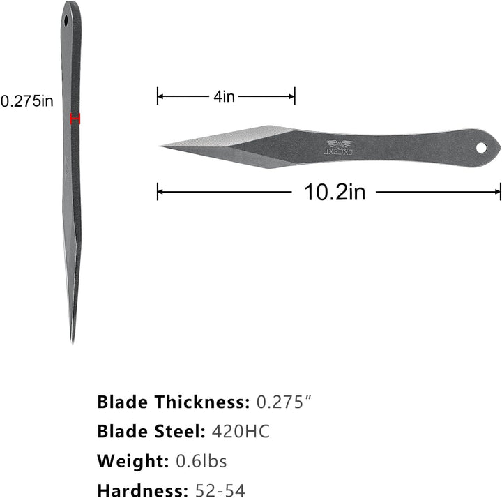 JXE JXO The Thunder: Wurf-Spikes, Dicke bis zu 0,7 cm, 25,9 cm, Edelstahl, kein Drehen, mit Nylon-Gü