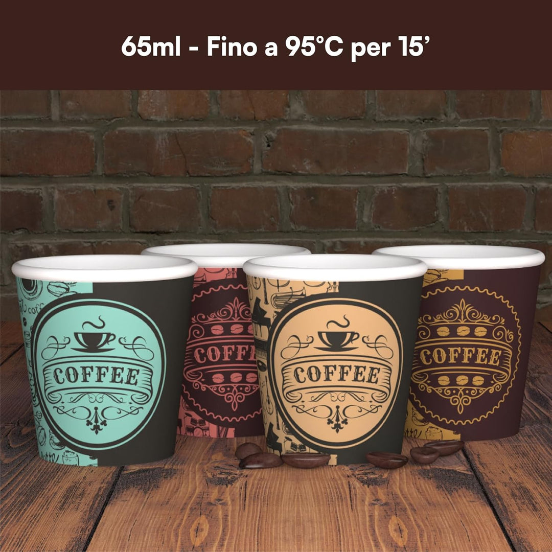 1000 Kaffeebecher aus Papier, 65 ml, PubCUP Mix Umweltfreundliche biologisch abbaubare Einwegbecher,