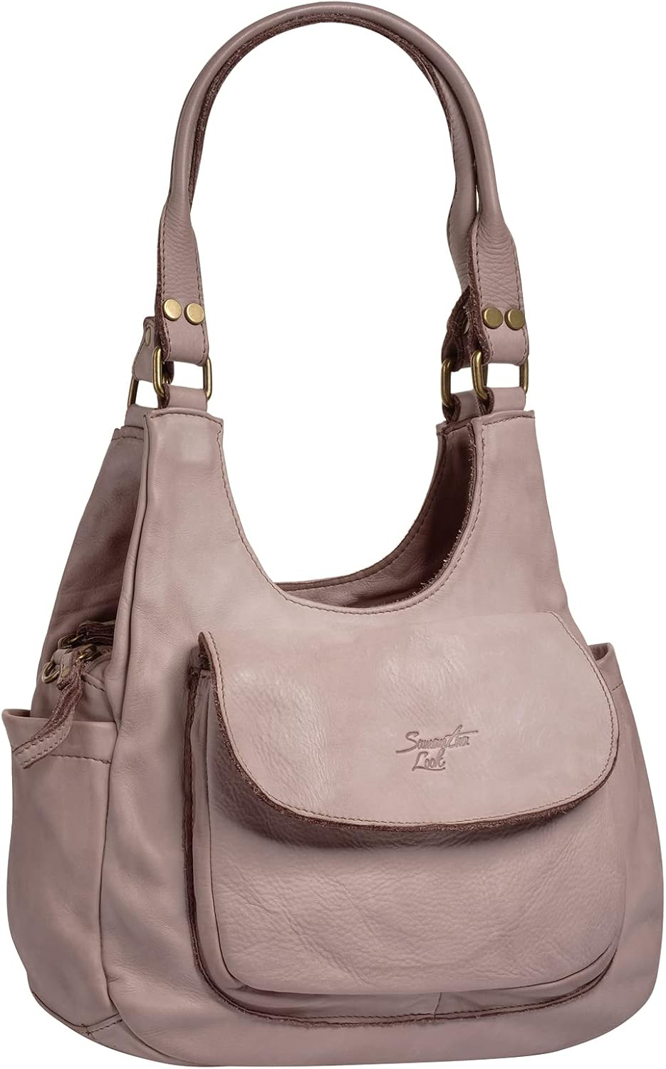 Samantha Look Umhängetasche echt Leder Damen - 021685 Alt-rosa, Alt-rosa