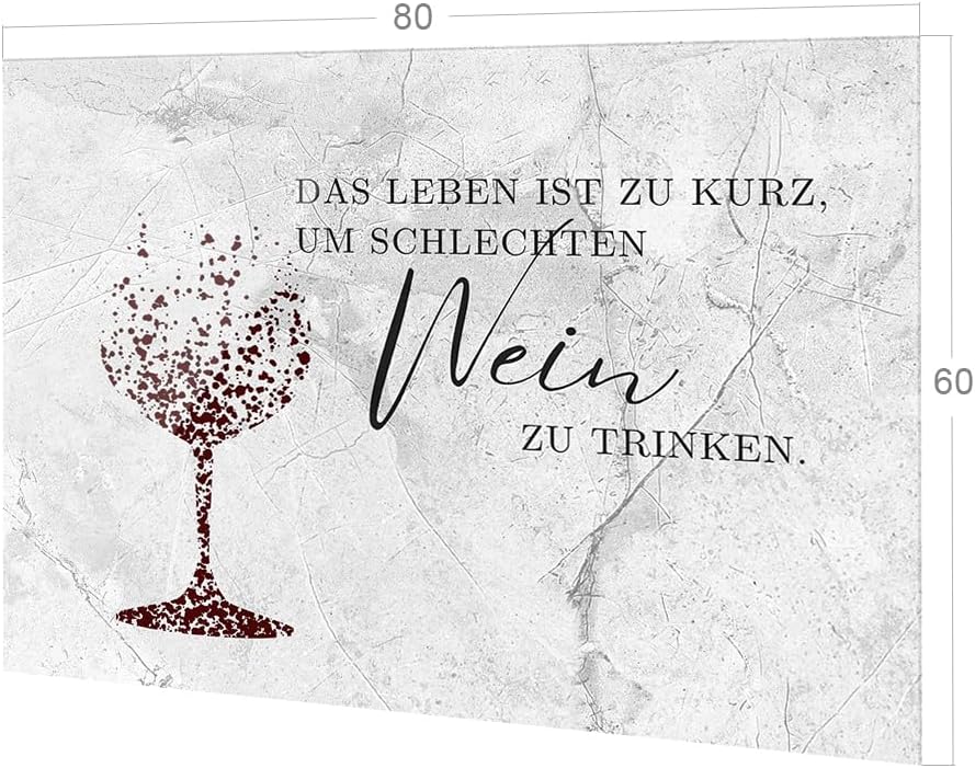 GRAZDesign Spritzschutz Küchenrückwand Glas Küche für Herd & Küchenspüle, Wein mit Spruch grau | Gla