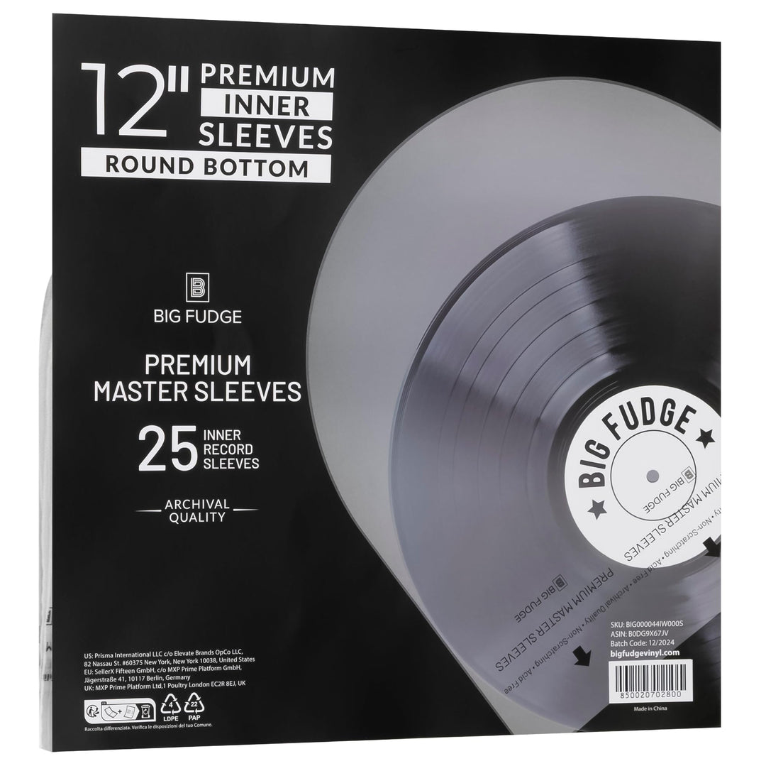 Big Fudge 25er Pack 12 Zoll Schallplatten Innen Hüllen - 25x 12" Schallplatten LP Aufbewahrung Schut