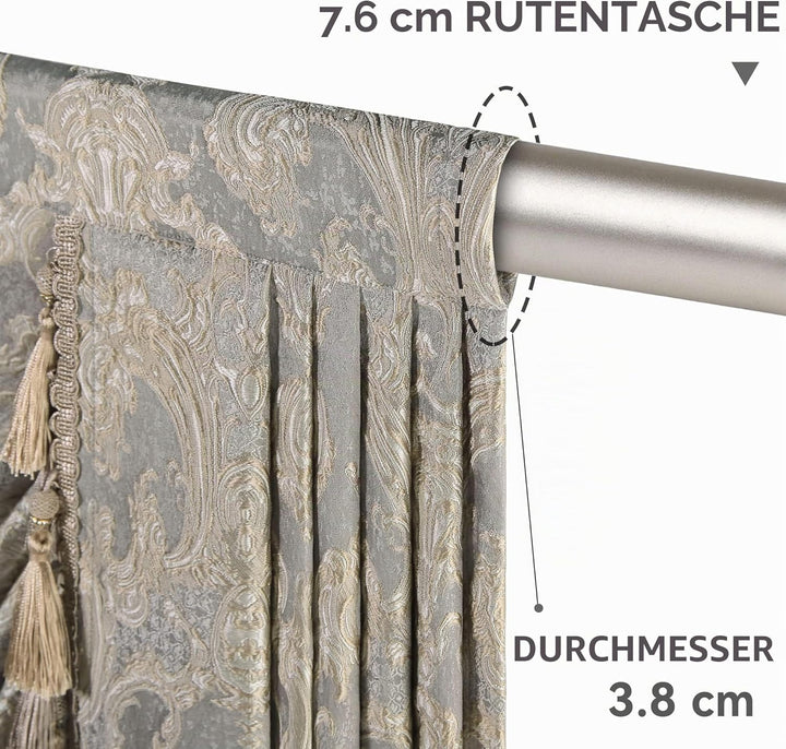 TOPLUXE Swag Volant Vorhang für Schlafzimmer Esszimmer Wohnzimmer Küche, Damast Kurzstore Waterfall