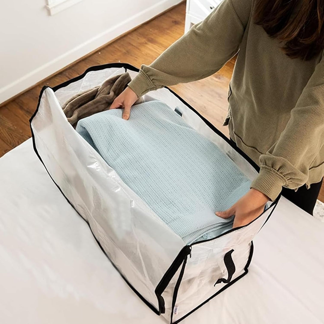 2 Pack Clear Moving Bags Clothing Storage Bag Heavy Duty Moving Totes Packing Bags Transparent Handl