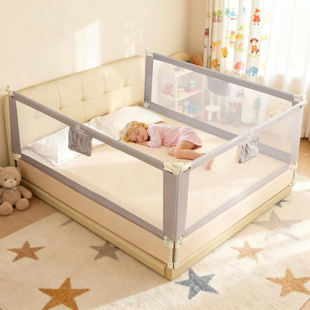 Baby Bettgitter Rausfallschutz, 140cm Rausfallschutz Bett Bettschutzgitter für Kleinkinder Kinderbet
