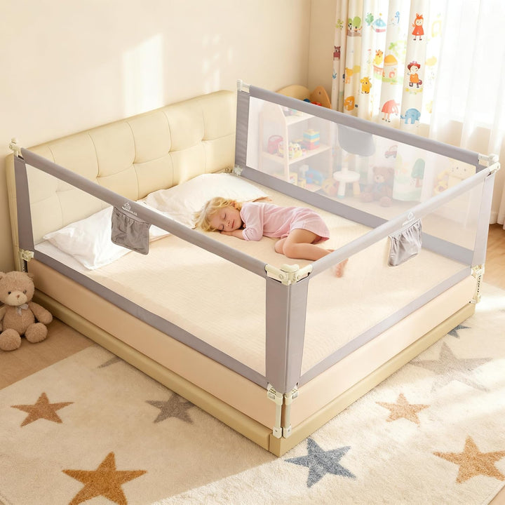 Baby Bettgitter Rausfallschutz, 140cm Rausfallschutz Bett Bettschutzgitter für Kleinkinder Kinderbet