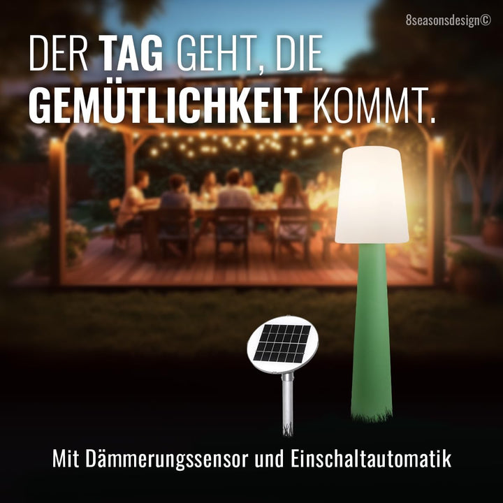 8 seasons design Solar LED Stehlampe No. 1-160cm gross (Mint), warmweisses Licht, Solarlampe mit Däm