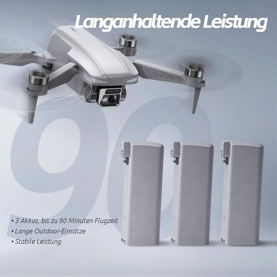 GPS Drohne mit Kamera 4K (EIS), 4,5 Zoll Bildschirm, bürstenloser Motor, 3 Akkus (90 min), Auto-Rück