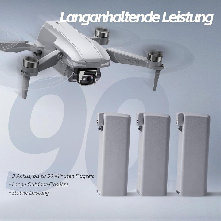 GPS Drohne mit Kamera 4K (EIS), 4,5 Zoll Bildschirm, bürstenloser Motor, 3 Akkus (90 min), Auto-Rück