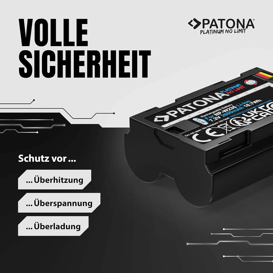PATONA Platinium NP-W235 Akku 2600mAh Ersatzakku kompatibel mit Fuji Fujifilm GFX-50s II GFX-100S GF