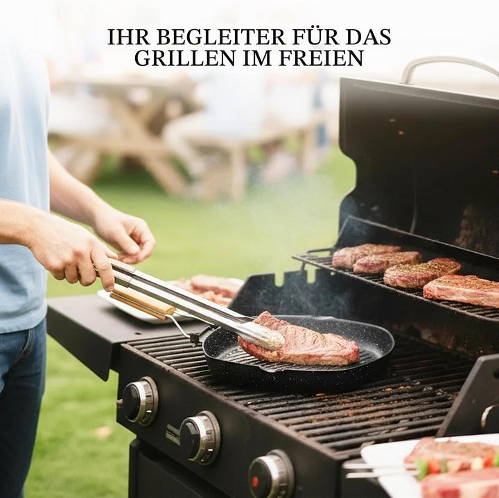 Antihaft-Grillpfanne Mit Klappbarer, 28 x 28 cm Steakpfanne, Grillpfanne Pfanne Maifan Stone Square