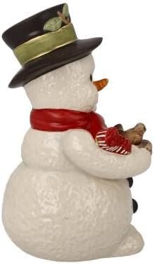 Goebel Figur Schneemann Zwitscherndes Vogelpaar, aus Steingut gefertigt, Höhe 12cm, 66-704-40-1