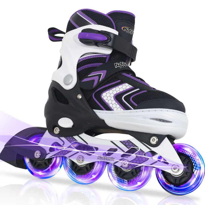 Nattork Inliner für Kinder Verstellbare Inline Skates, 4 Grössen Kinder Inline Roller Skates mit Bel
