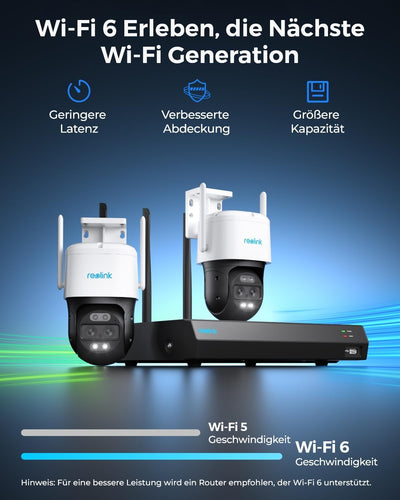 Reolink 4K Wi-Fi 6 PT Überwachungskamera Aussen Set, 2X WLAN Kameras Outdoor mit 355° Pan & 50° Tilt