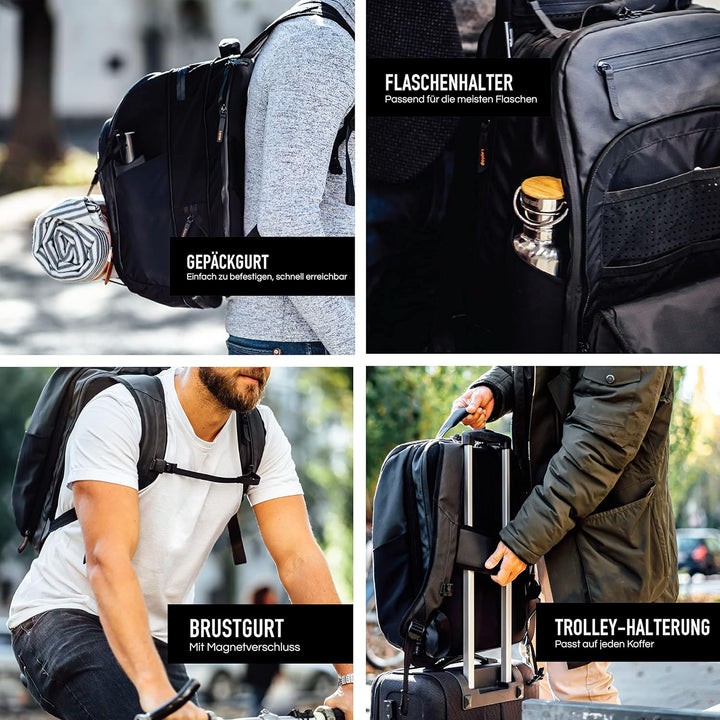 Jaimie Jacobs Smarter Business Rucksack mit Laptoptasche bis zu 16,1 Zoll, Geheimfach, Kofferfunktio
