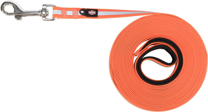 TRIXIE Schleppleine M–XL, 10 m 17 mm in orange - refelktierende Hundeleine für Outdooraktivitäten -