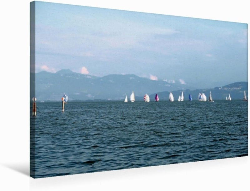 Premium Textil-Leinwand 75 x 50 cm Quer-Format Obersee Pokal Regatta | Wandbild, HD-Bild auf Keilrah