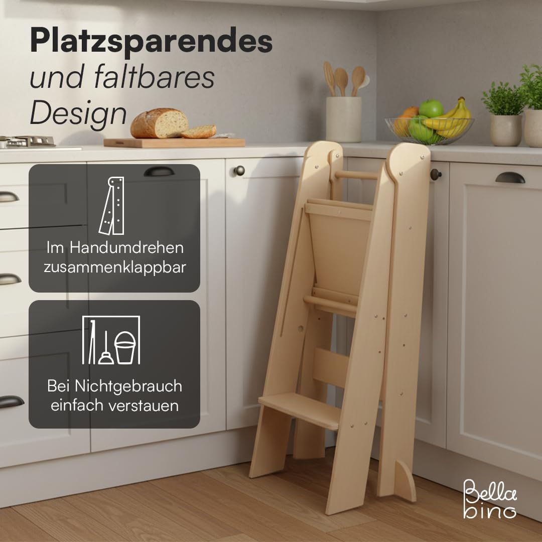 Bellabino Tay Lernturm ab 1 Jahr – Learning Tower 2-Fach höhenverstellbar &amp; klappbar – Lernstuhl in