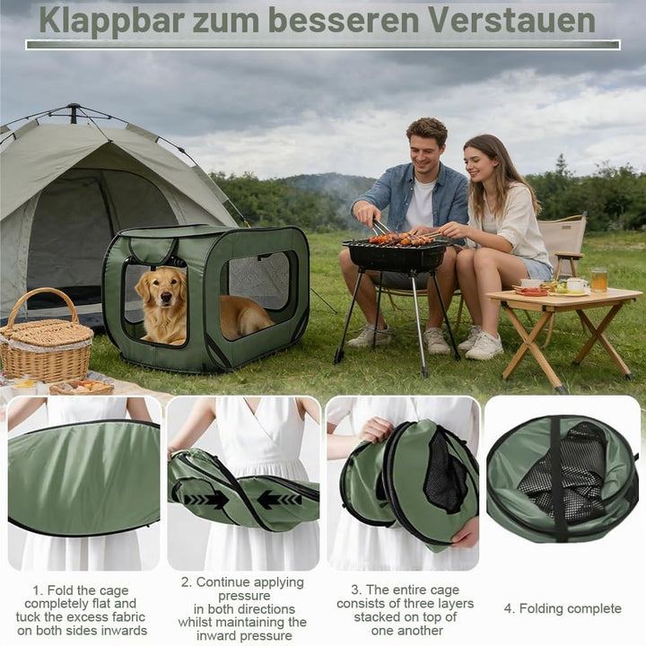 Hundebox Faltbar, 92 x 52 x 52 cm Tragbar Transportbox Hund für Katzen and Hunde Oxford Stoff Hundet