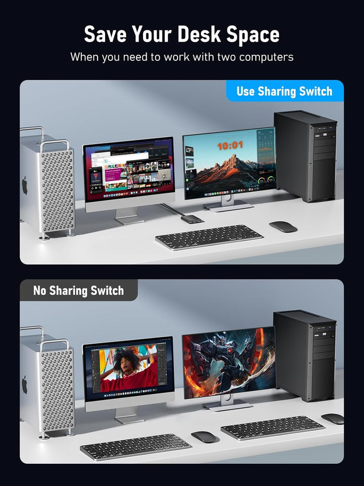 USB Switch Adapter, Lemorele 3 Ports USB Share USB Switch für 2 PCs, 2 In 3 Out USB KVM Switch Hub m