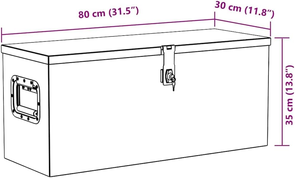 vidaXL Aluminiumkiste 80x30x35cm Alu Box Koffer Werkzeugbox Transportkiste 80 x 30 x 35 cm Silber, 8