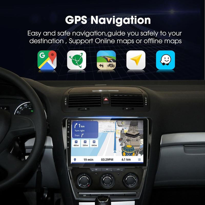 EZoneTronics Android 10 Autoradio Stereo für Skoda Octavia 2009-2013 10-Zoll-Touchscreen GPS-Navigat
