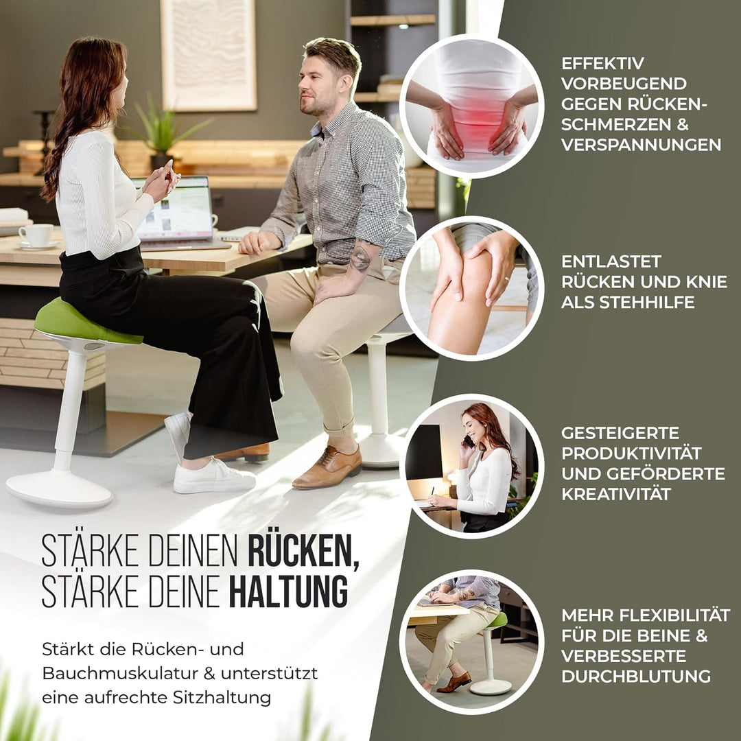 SH-01S Bürohocker Ergonomisch [IGR Zertifiziert] | Sitzhocker ergonomisch höhenverstellbar [47-65 cm