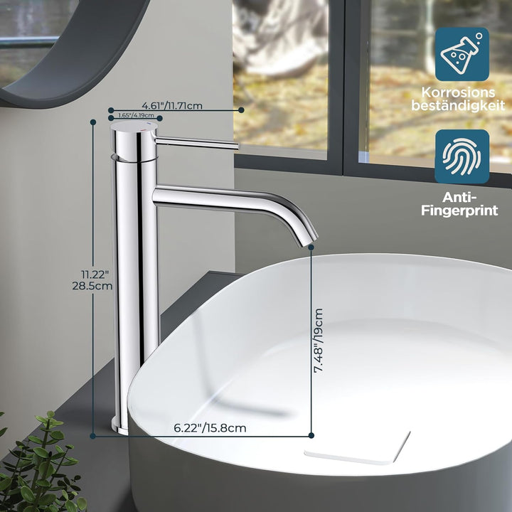 FORIOUS Wasserhahn Bad, Hoch Waschtischarmatur Waschbecken Armaturen mit Auslaufhöhe von 190 MM High