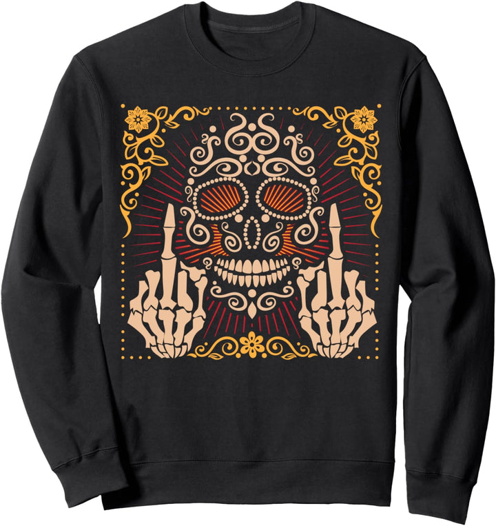 Zuckerschädel Mittleres Skelett Finger Filigran Sweatshirt