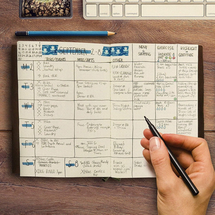 A5 Notizbuch Leder - DIN A5, 22x15cm - Nachfüllbares Reisetagebuch aus Echtem, Handgefertigtem Leder