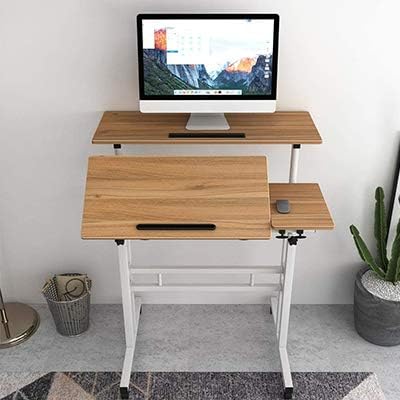 sogesfurniture höhenverstellbar Computertisch Laptoptisch mit Rollen, Mobiler Schreibtisch PC Tisch