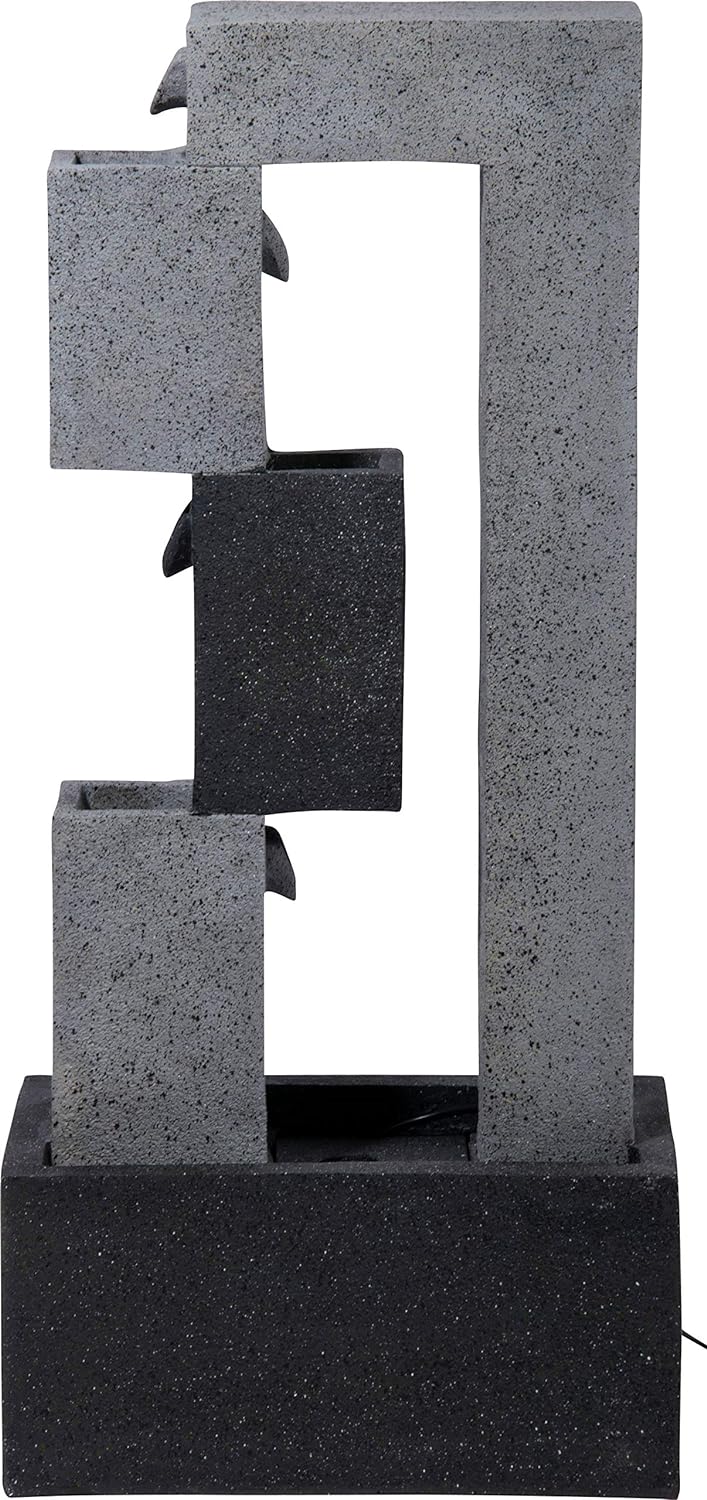 dobar® 96150e Grosser Design Gartenbrunnen Mars | Terrassenbrunnen mit LED-Beleuchtung | Wasserfall