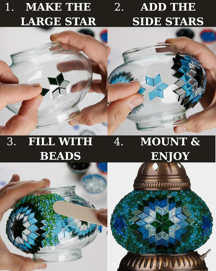 DEMMEX Farbe Wählbar – DIY Mosaik-Tischlampe Bastelset – Türkisch-Marokkanischer Stil – Gestalten Si