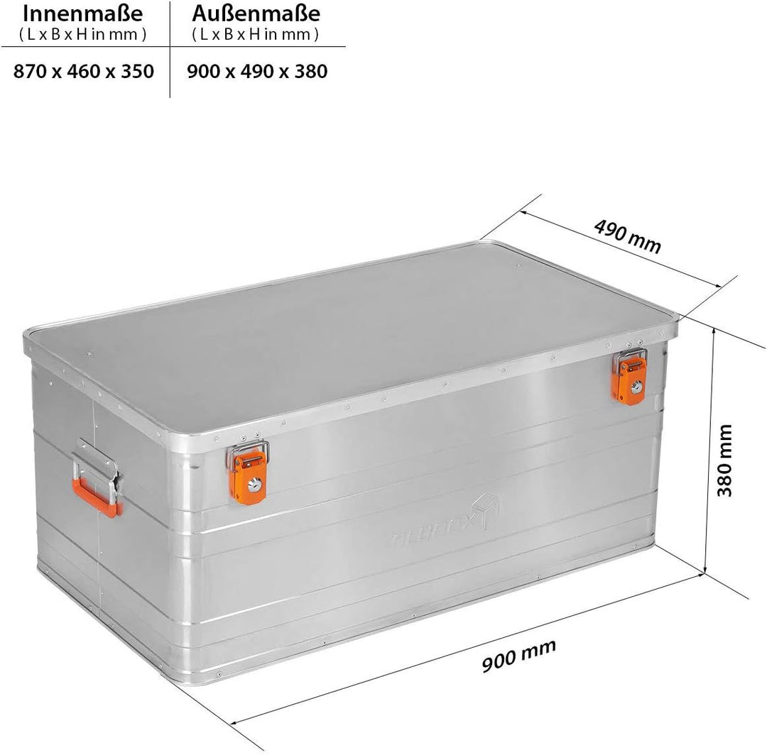 ALUBOX B140 - Aluminium Transportbox 140 Liter Alukiste Campingkiste - wasserabweisend - Staubschutz