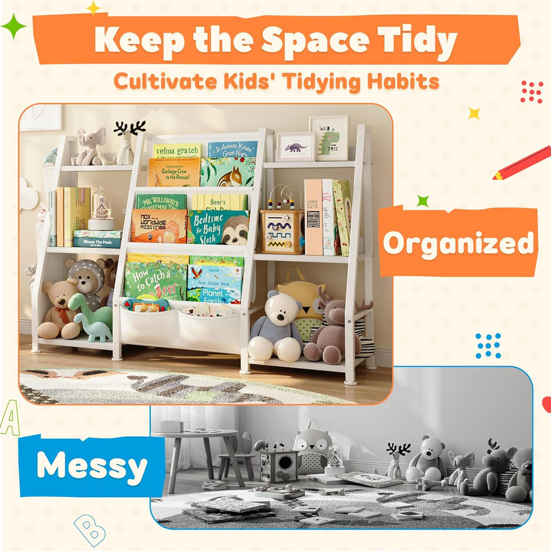 GoTiling Kinder Bücherregal Kinderzimmer Spielzeug Regale: Offenen Aufbewahrungsregal mit 6 Fächer -